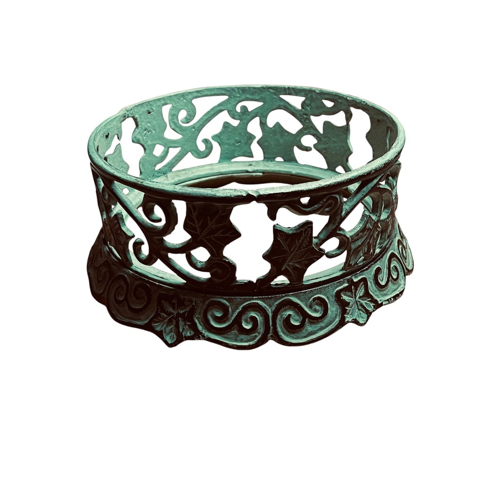 PartyLite Candle Holder Home Decor Green Verdigris Ivy Leaf Metal - OS